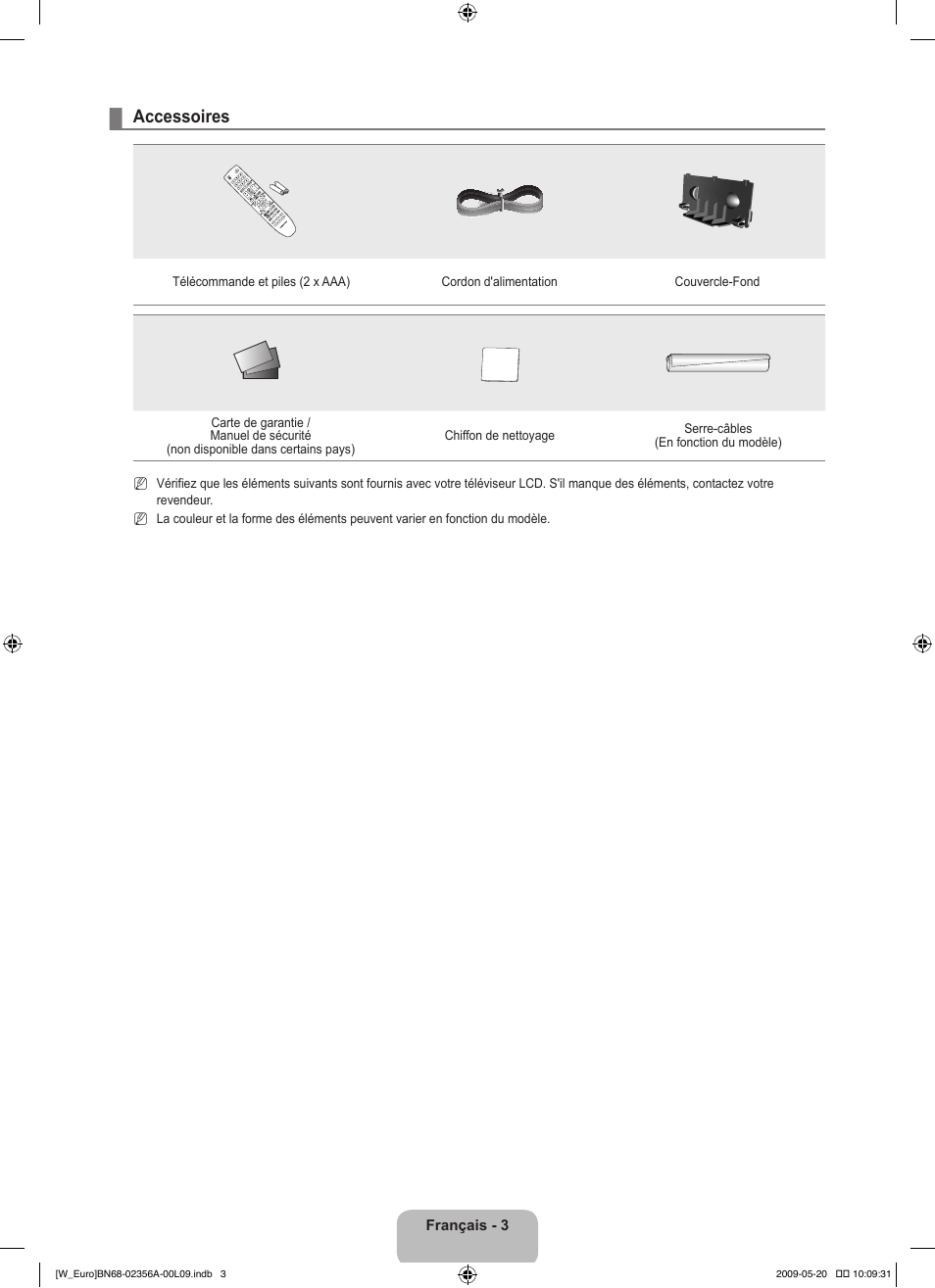 Accessoires | Samsung LE46B620R3W User Manual | Page 51 / 422