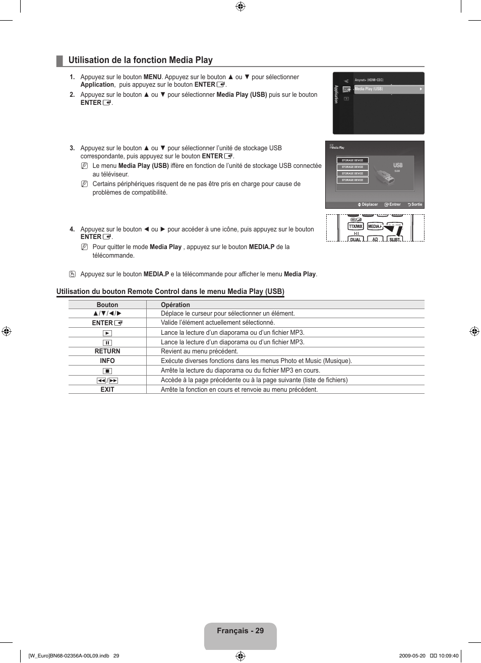 Utilisation de la fonction media play | Samsung LE46B620R3W User Manual | Page 77 / 422