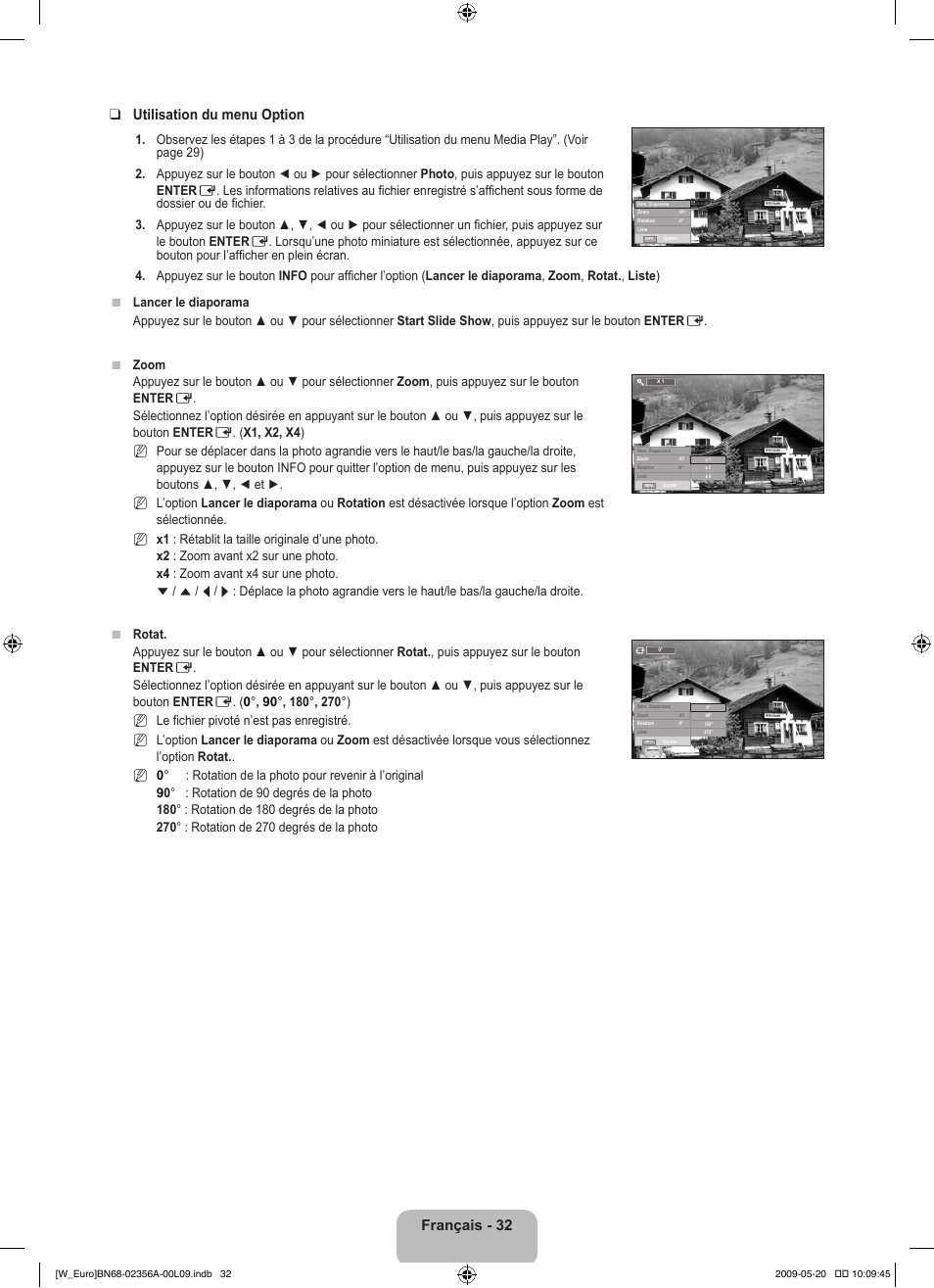 Français - 32 utilisation du menu option | Samsung LE46B620R3W User Manual | Page 80 / 422