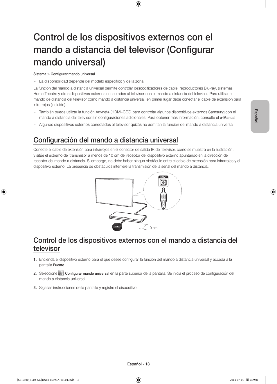 Configuración del mando a distancia universal | Samsung UE32H5570SS User Manual | Page 53 / 81