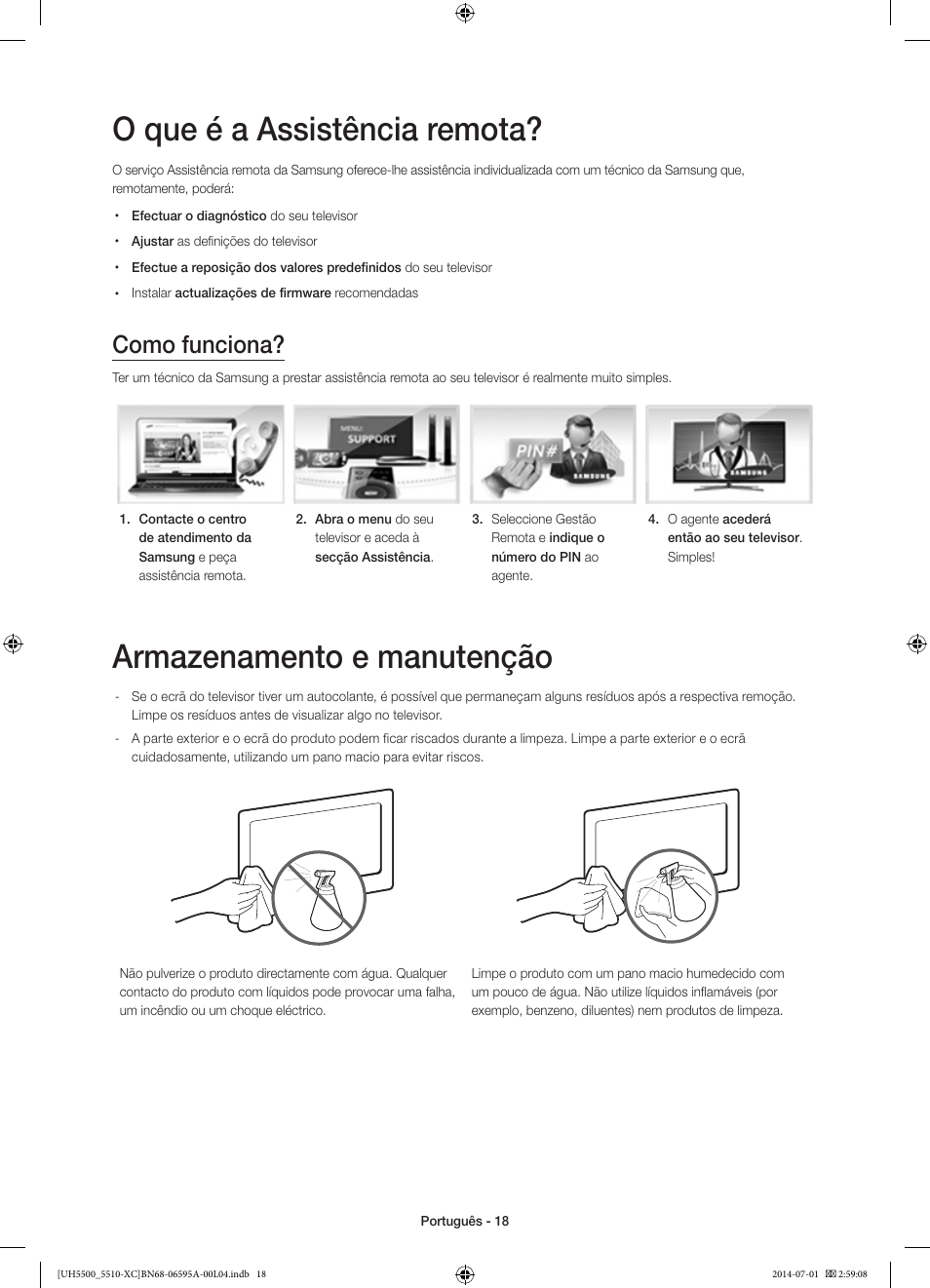 O que é a assistência remota, Armazenamento e manutenção, Como funciona | Samsung UE32H5570SS User Manual | Page 78 / 81