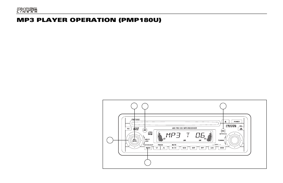 Mp3 player operation (pmp180u) | Audiovox Jensen Phase Linear PCD160U User Manual | Page 12 / 48
