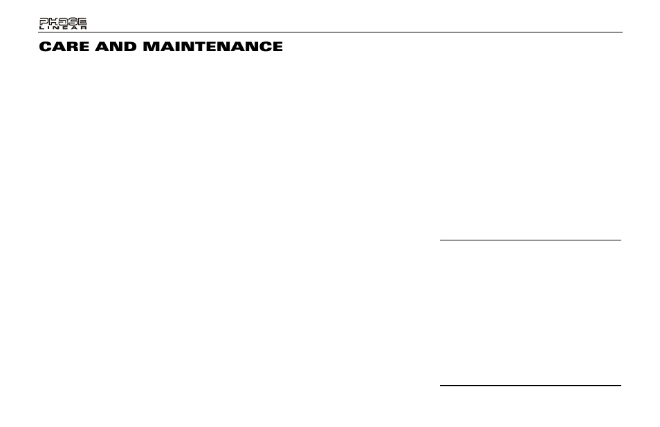 Care and maintenance | Audiovox Jensen Phase Linear PCD160U User Manual | Page 14 / 48