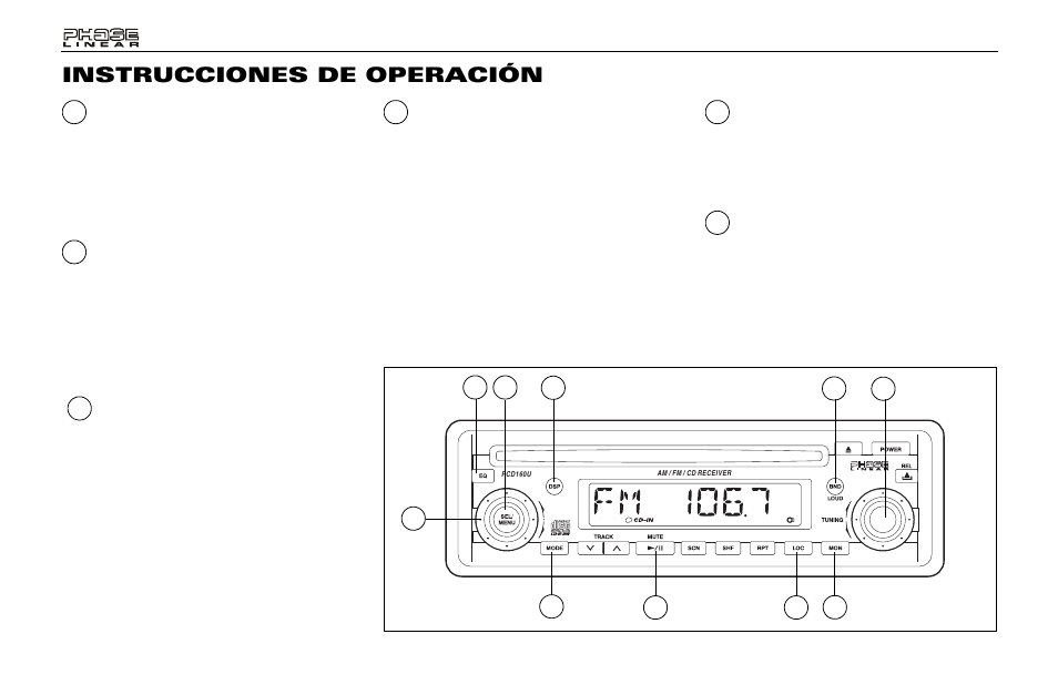 Instrucciones de operación | Audiovox Jensen Phase Linear PCD160U User Manual | Page 24 / 48