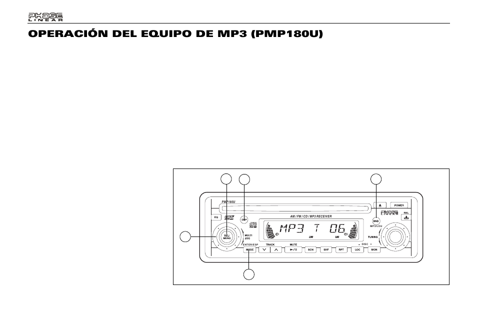 Operación del equipo de mp3 (pmp180u) | Audiovox Jensen Phase Linear PCD160U User Manual | Page 28 / 48
