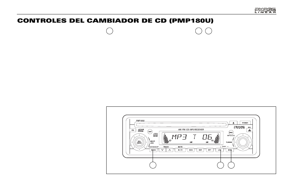 Controles del cambiador de cd (pmp180u) | Audiovox Jensen Phase Linear PCD160U User Manual | Page 29 / 48