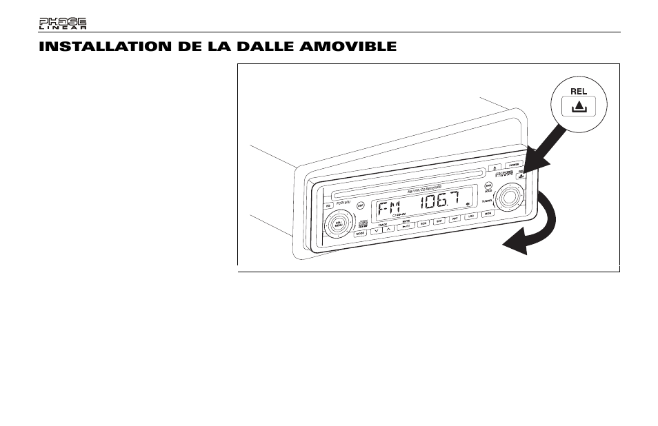 Installation de la dalle amovible | Audiovox Jensen Phase Linear PCD160U User Manual | Page 38 / 48