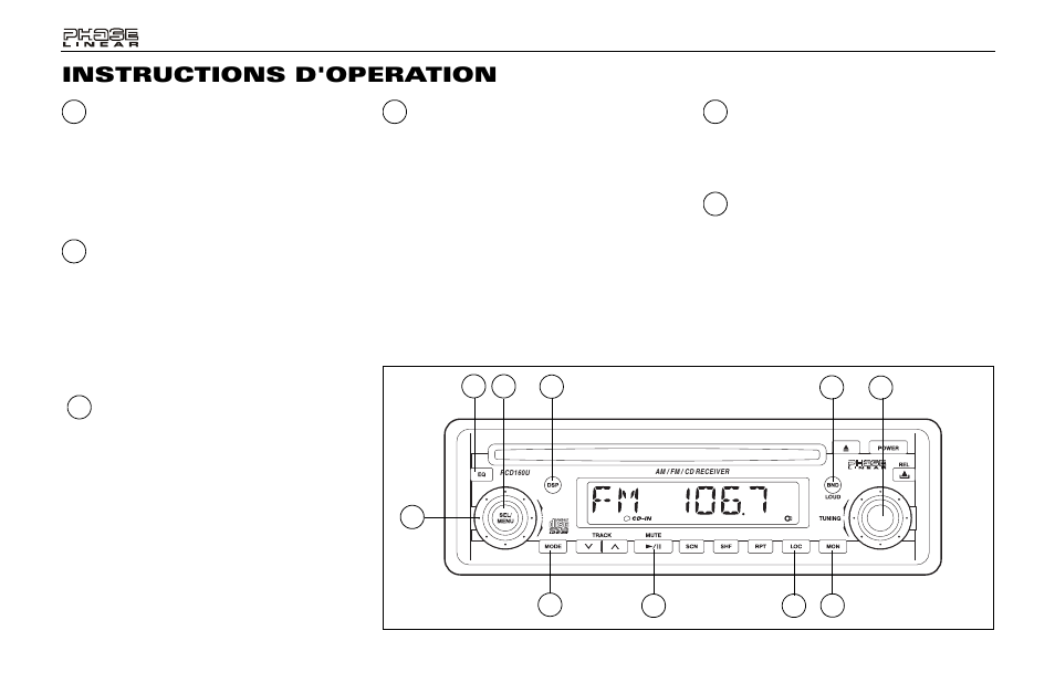 Instructions d'operation | Audiovox Jensen Phase Linear PCD160U User Manual | Page 40 / 48