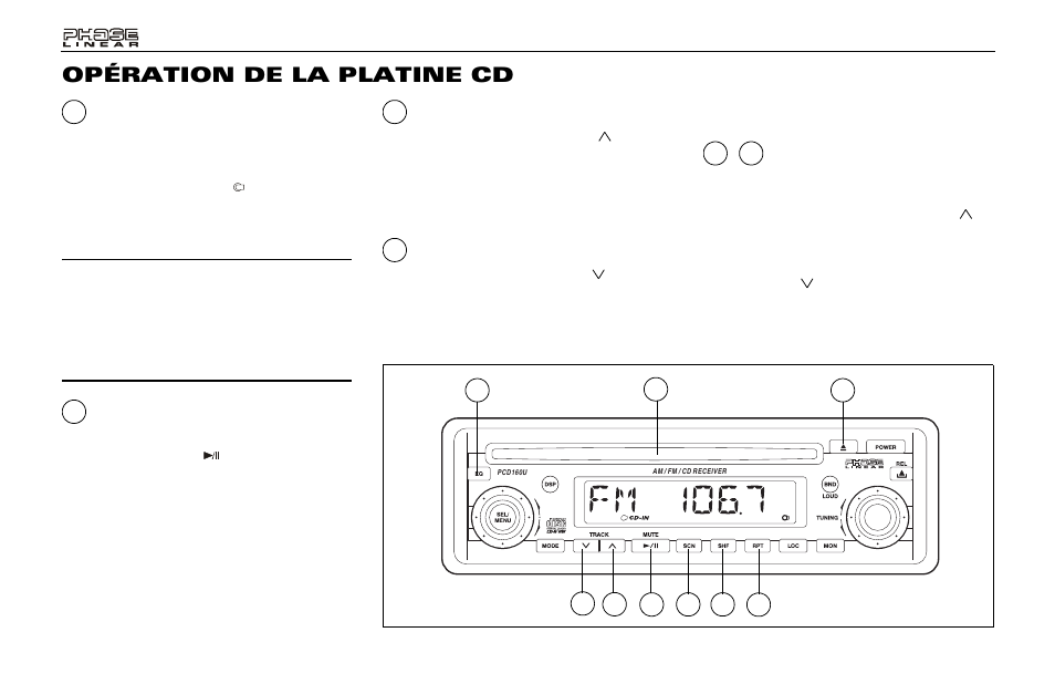 Opération de la platine cd | Audiovox Jensen Phase Linear PCD160U User Manual | Page 42 / 48