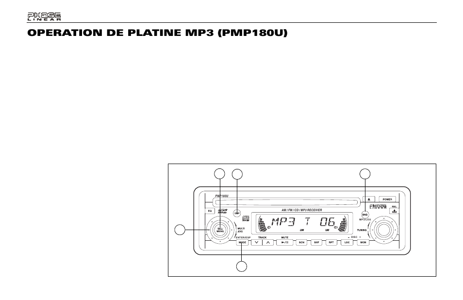 Operation de platine mp3 (pmp180u) | Audiovox Jensen Phase Linear PCD160U User Manual | Page 44 / 48
