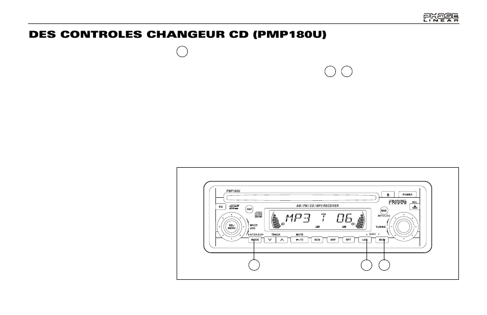 Des controles changeur cd (pmp180u) | Audiovox Jensen Phase Linear PCD160U User Manual | Page 45 / 48