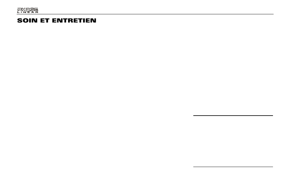 Soin et entretien | Audiovox Jensen Phase Linear PCD160U User Manual | Page 46 / 48