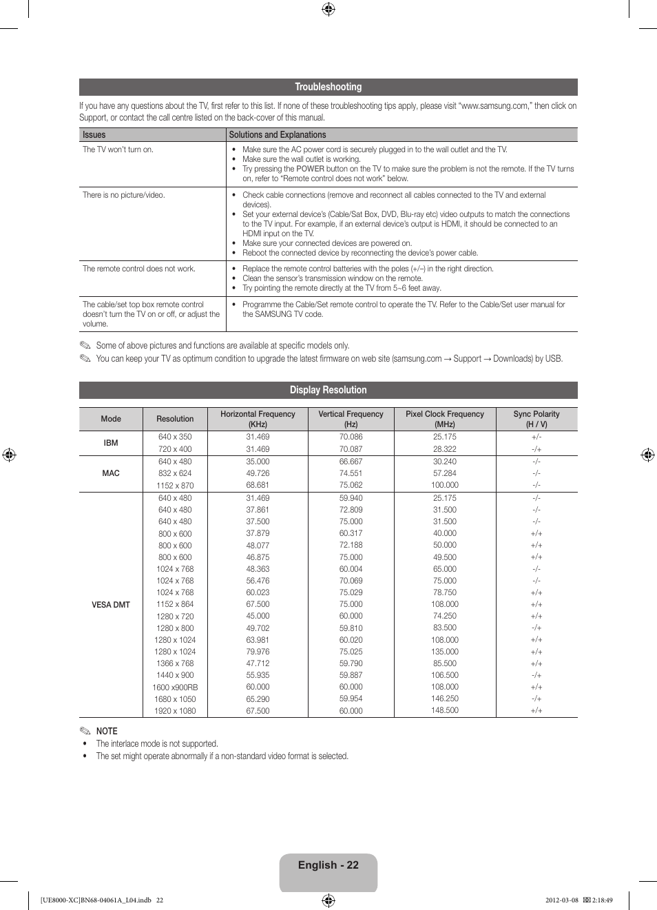 Samsung UE46ES8000S User Manual | Page 22 / 93
