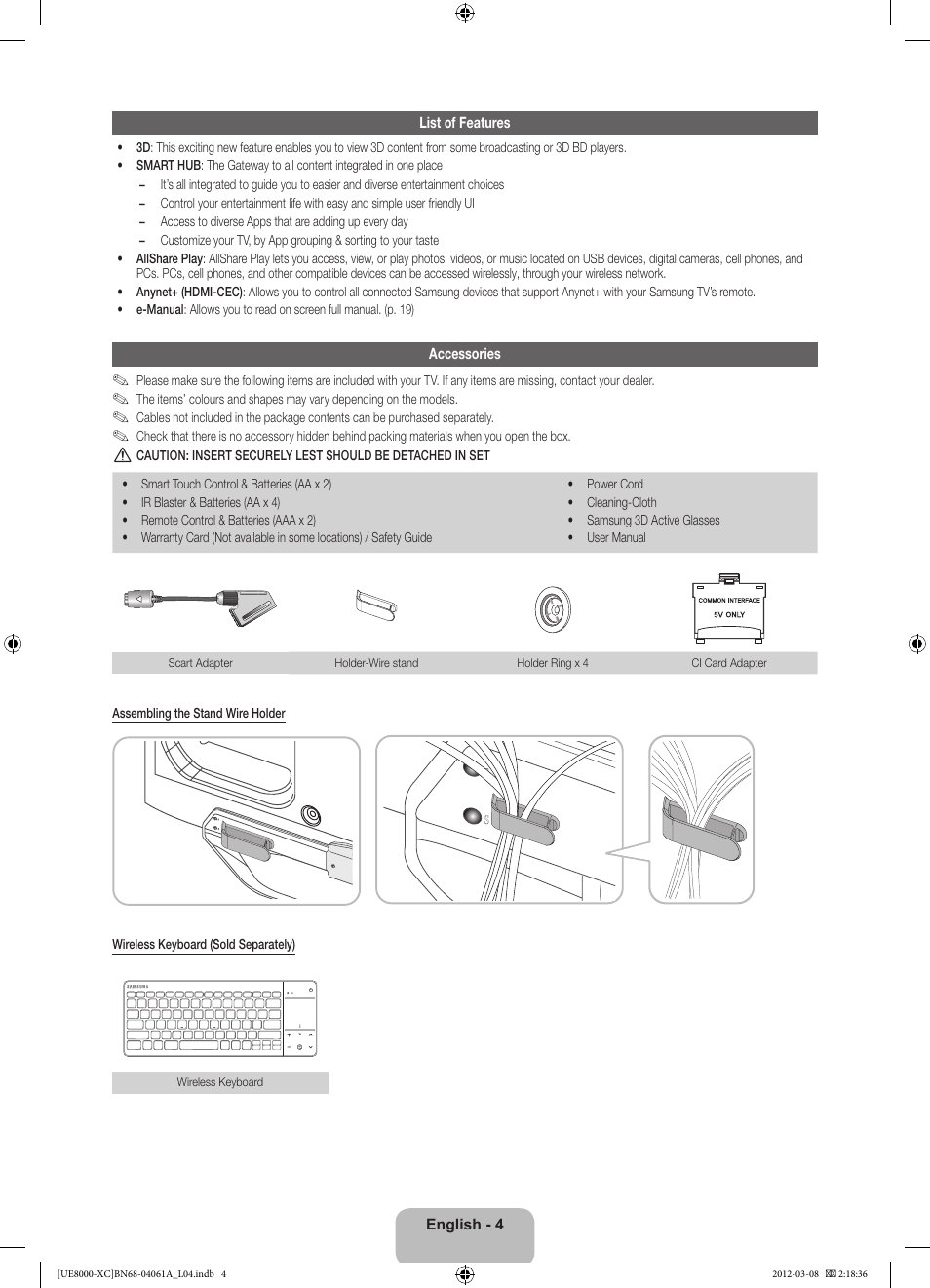Samsung UE46ES8000S User Manual | Page 4 / 93