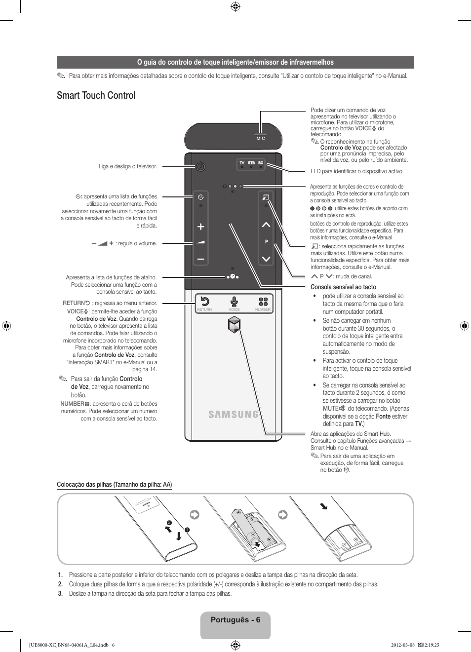 Smart touch control | Samsung UE46ES8000S User Manual | Page 75 / 93