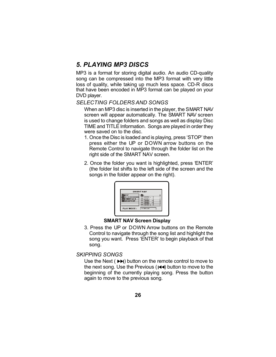 Playing mp3 discs | Audiovox VBP5000 User Manual | Page 29 / 44