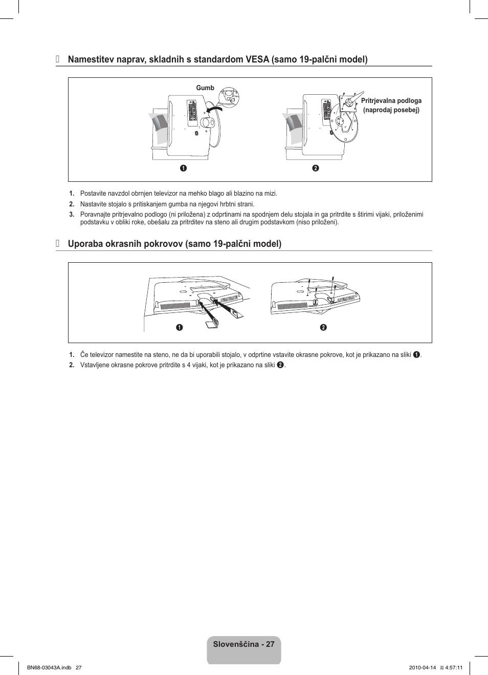 Uporaba okrasnih pokrovov (samo 19-palčni model) | Samsung LE19C451E2W User Manual | Page 165 / 214