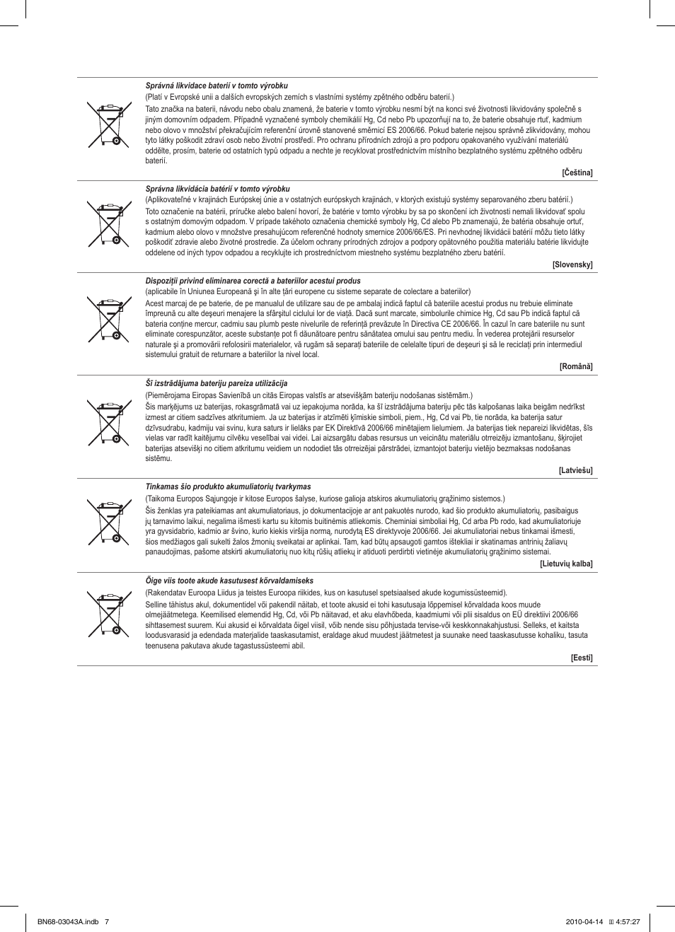Samsung LE19C451E2W User Manual | Page 214 / 214