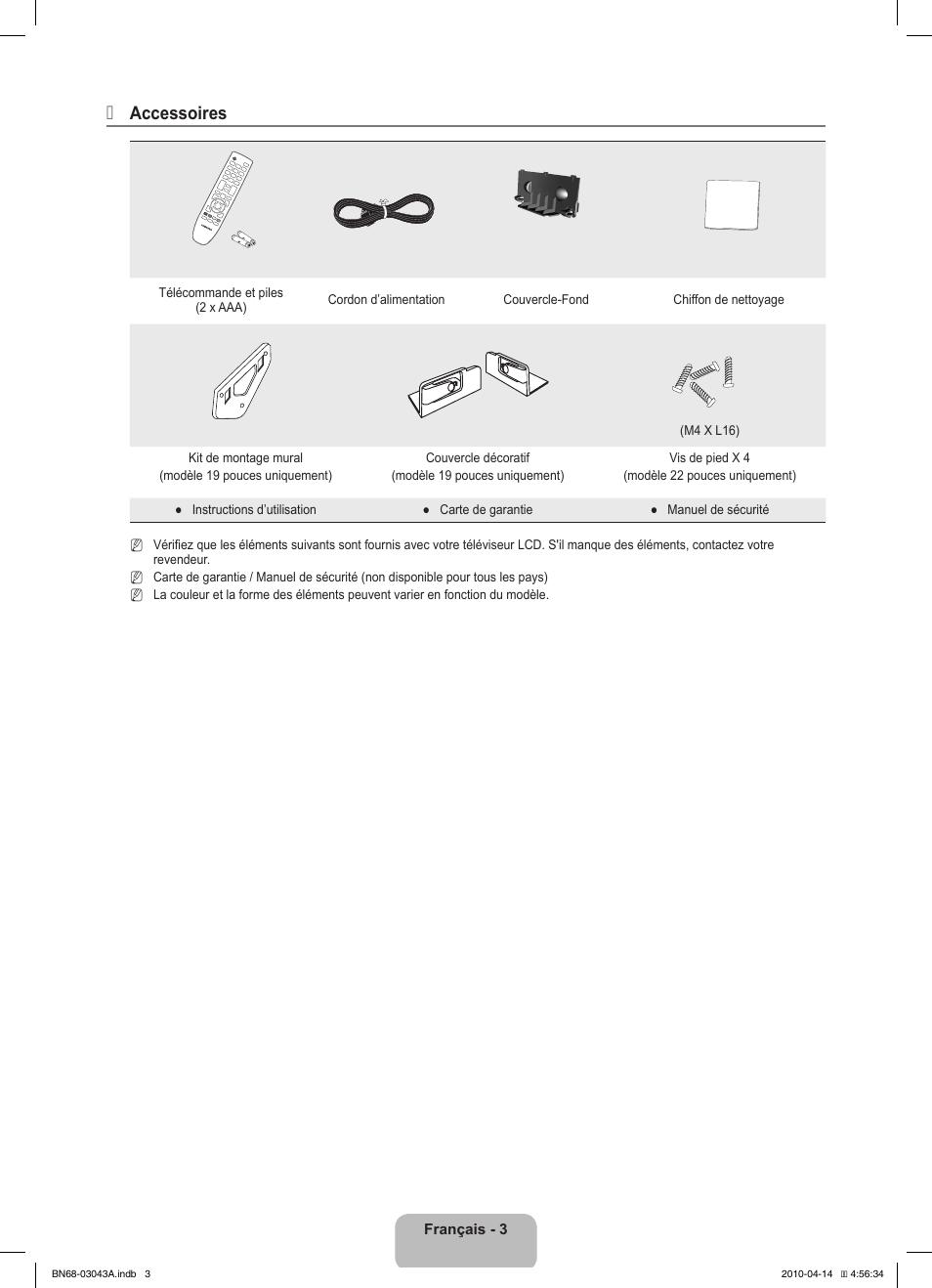 Accessoires | Samsung LE19C451E2W User Manual | Page 39 / 214