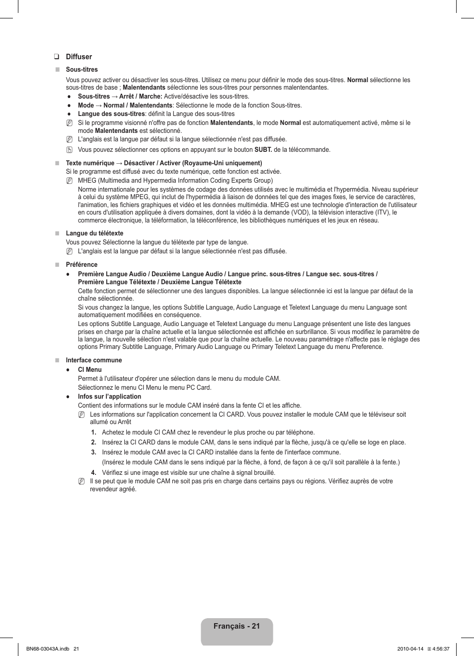 Samsung LE19C451E2W User Manual | Page 57 / 214