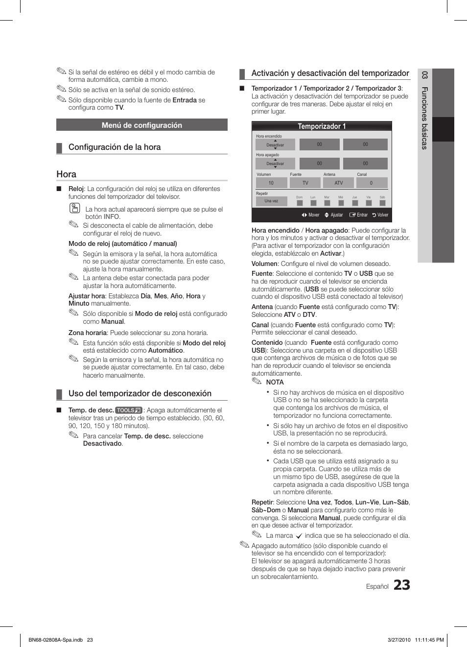 Hora | Samsung LE46C750R2W User Manual | Page 145 / 368