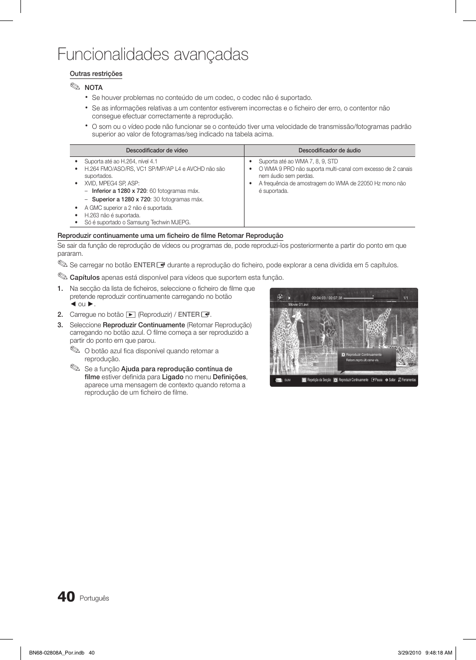 Funcionalidades avançadas | Samsung LE46C750R2W User Manual | Page 223 / 368