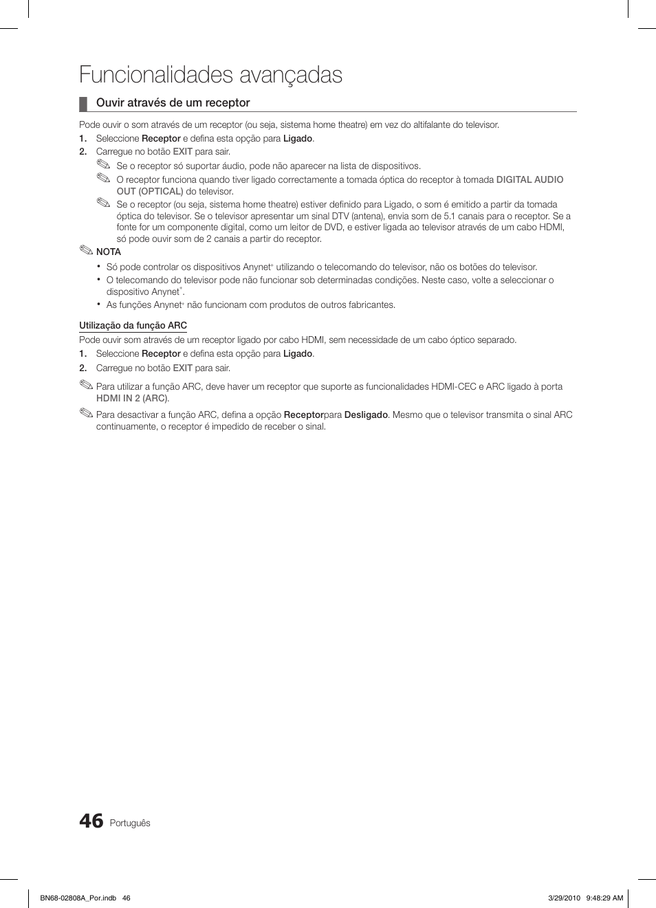 Funcionalidades avançadas | Samsung LE46C750R2W User Manual | Page 229 / 368