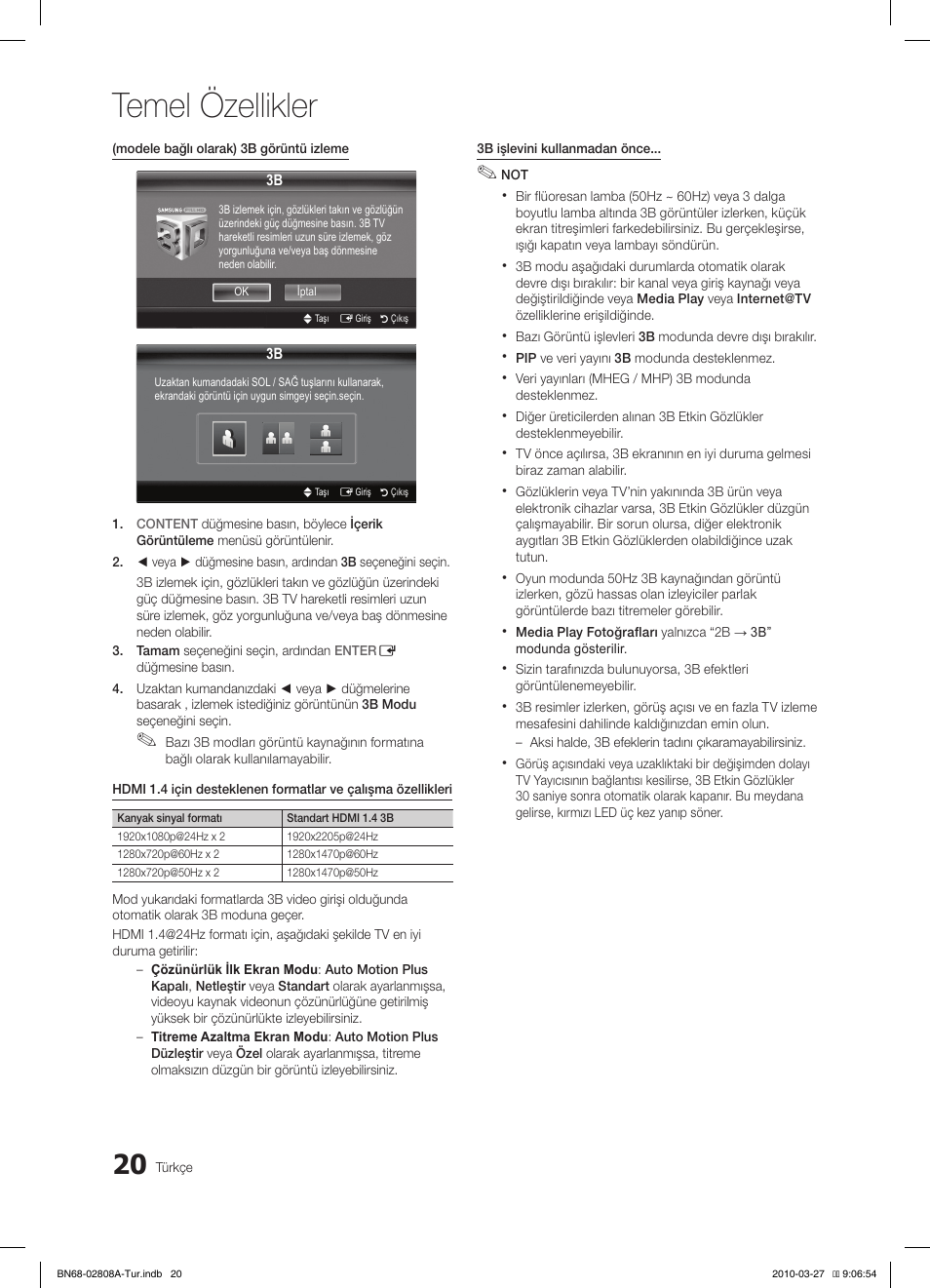 Temel özellikler | Samsung LE46C750R2W User Manual | Page 325 / 368