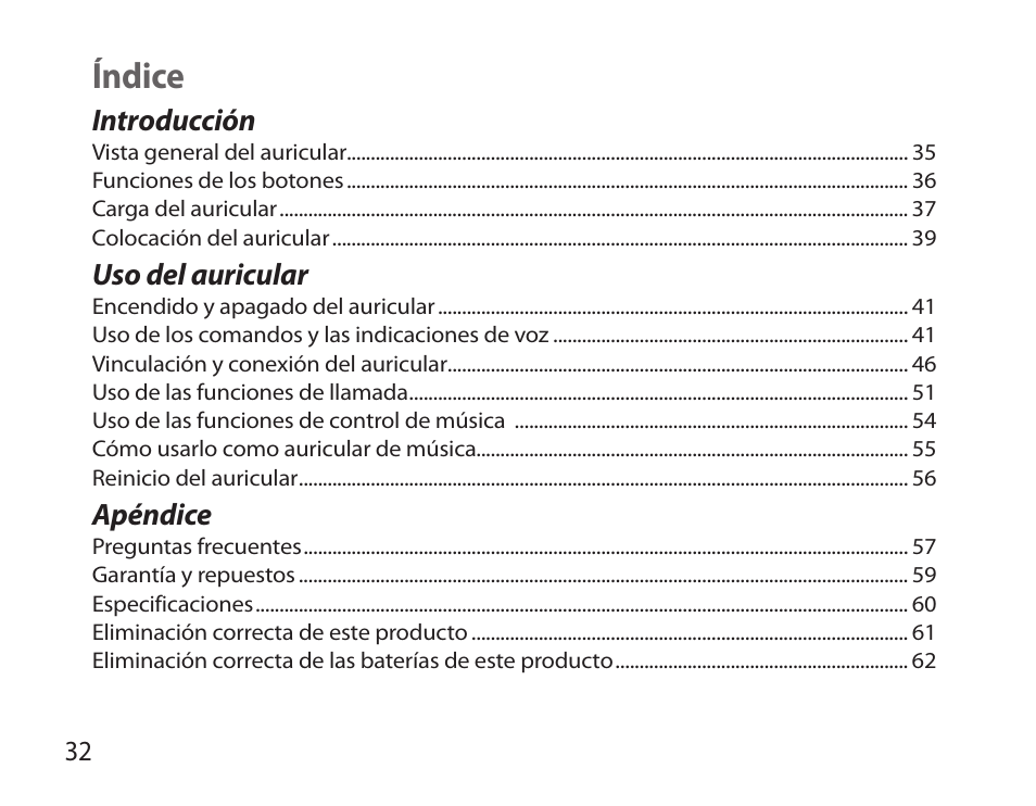 Índice | Samsung BHS6000 User Manual | Page 34 / 100