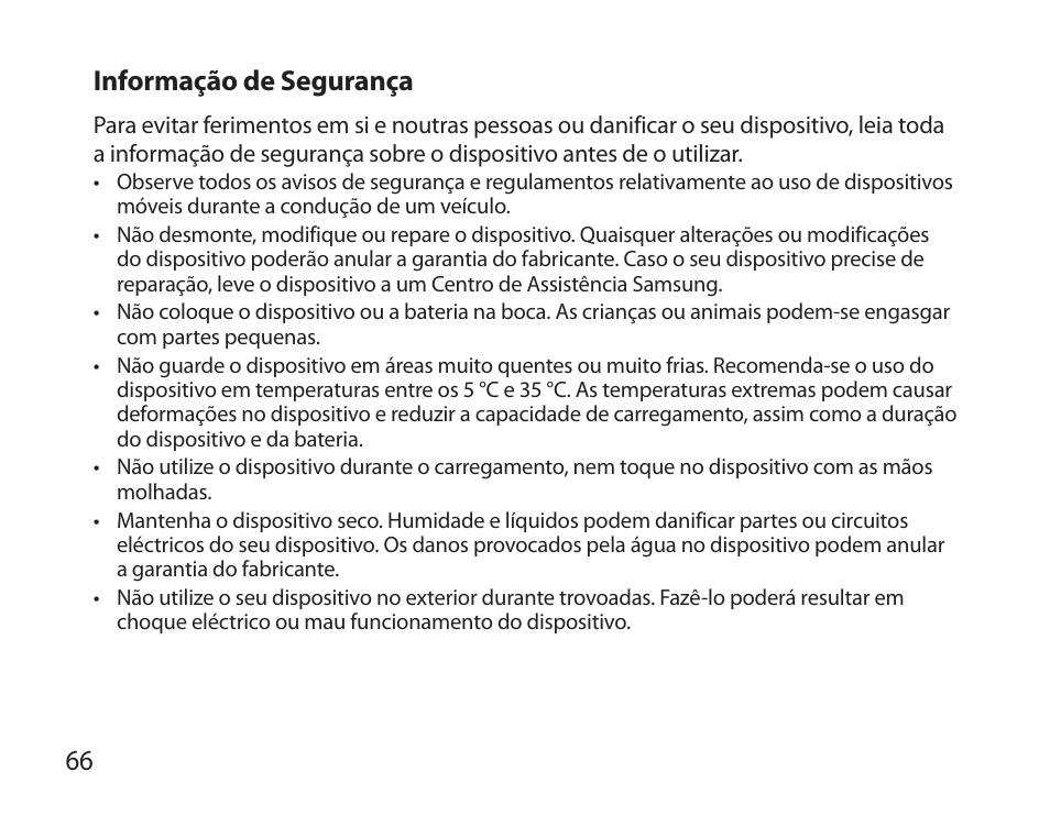 66 informação de segurança | Samsung BHS6000 User Manual | Page 68 / 100
