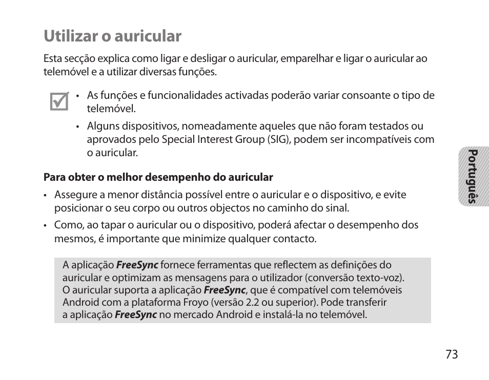 Utilizar o auricular | Samsung BHS6000 User Manual | Page 75 / 100