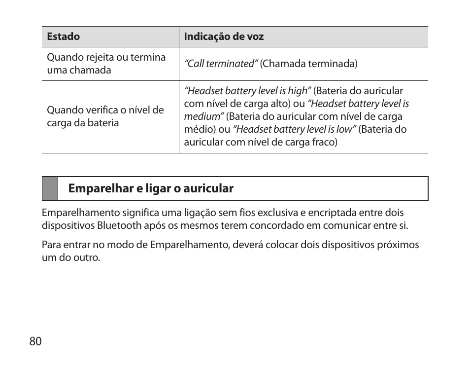 Emparelhar e ligar o auricular | Samsung BHS6000 User Manual | Page 82 / 100