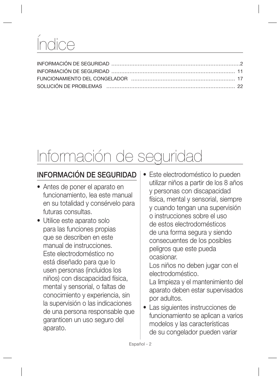 Información de seguridad índice | Samsung RZ28H6165SS User Manual | Page 50 / 120