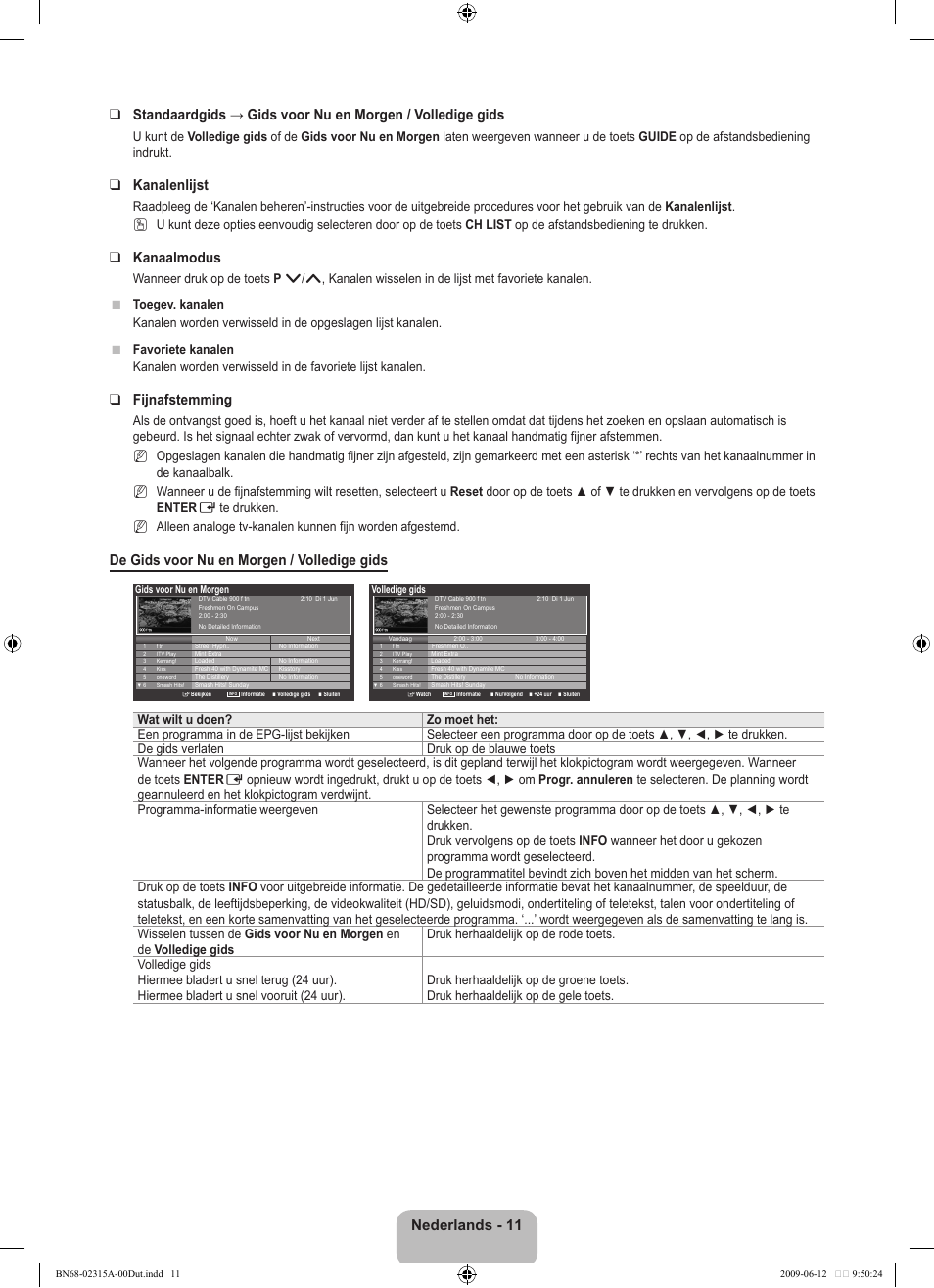 Kanalenlijst, Kanaalmodus, Fijnafstemming | De gids voor nu en morgen / volledige gids | Samsung LE32B553M3W User Manual | Page 151 / 422