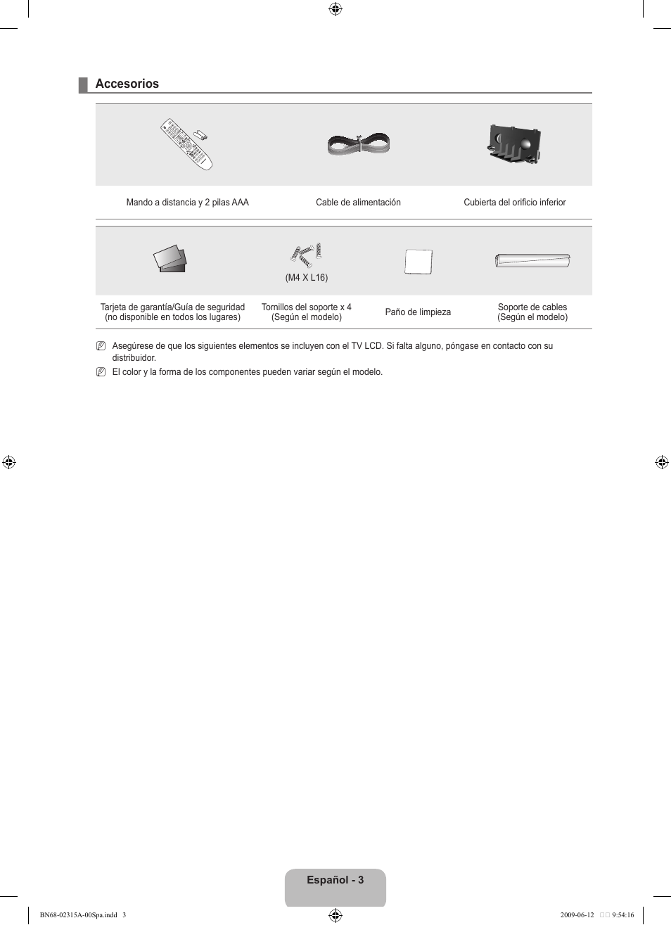 Accesorios | Samsung LE32B553M3W User Manual | Page 235 / 422