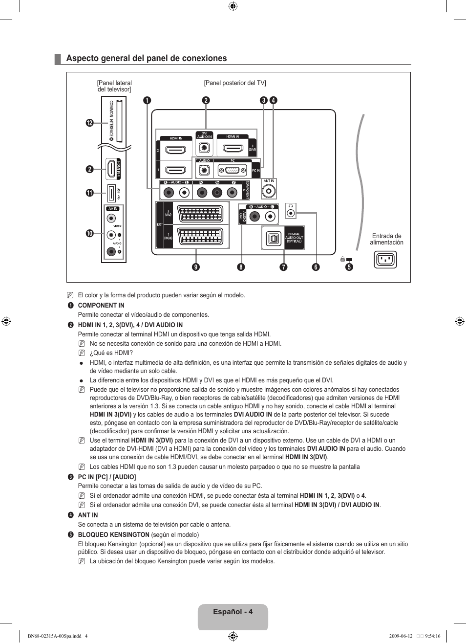 Aspecto general del panel de conexiones | Samsung LE32B553M3W User Manual | Page 236 / 422