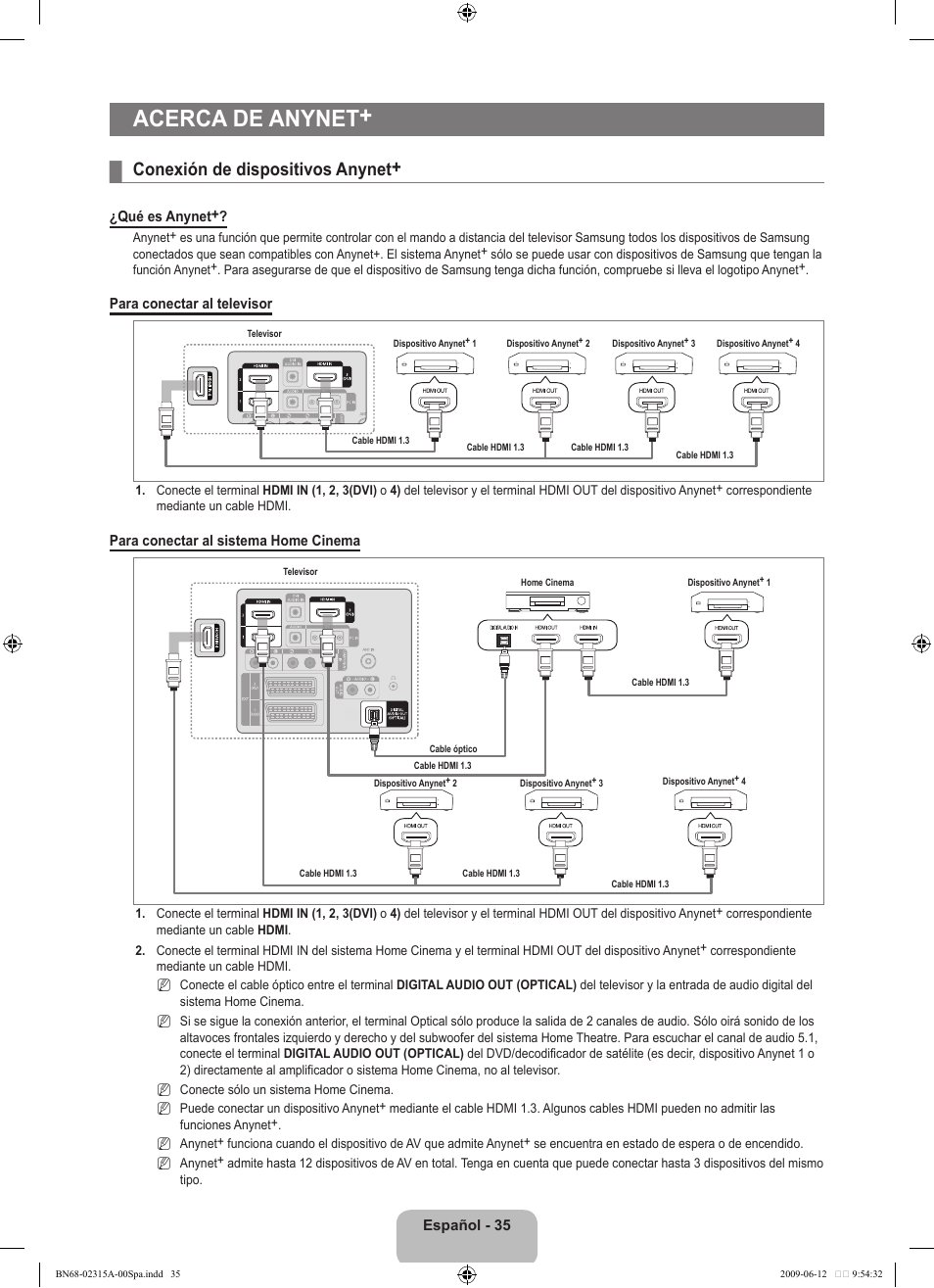 Acerca de anynet, Conexión de dispositivos anynet | Samsung LE32B553M3W User Manual | Page 267 / 422