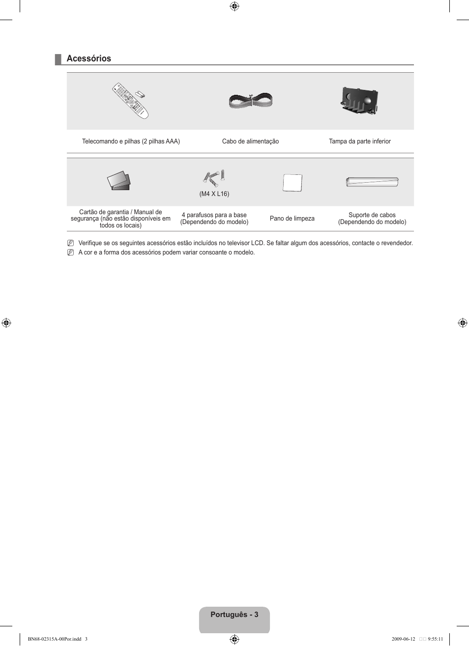 Acessórios | Samsung LE32B553M3W User Manual | Page 281 / 422