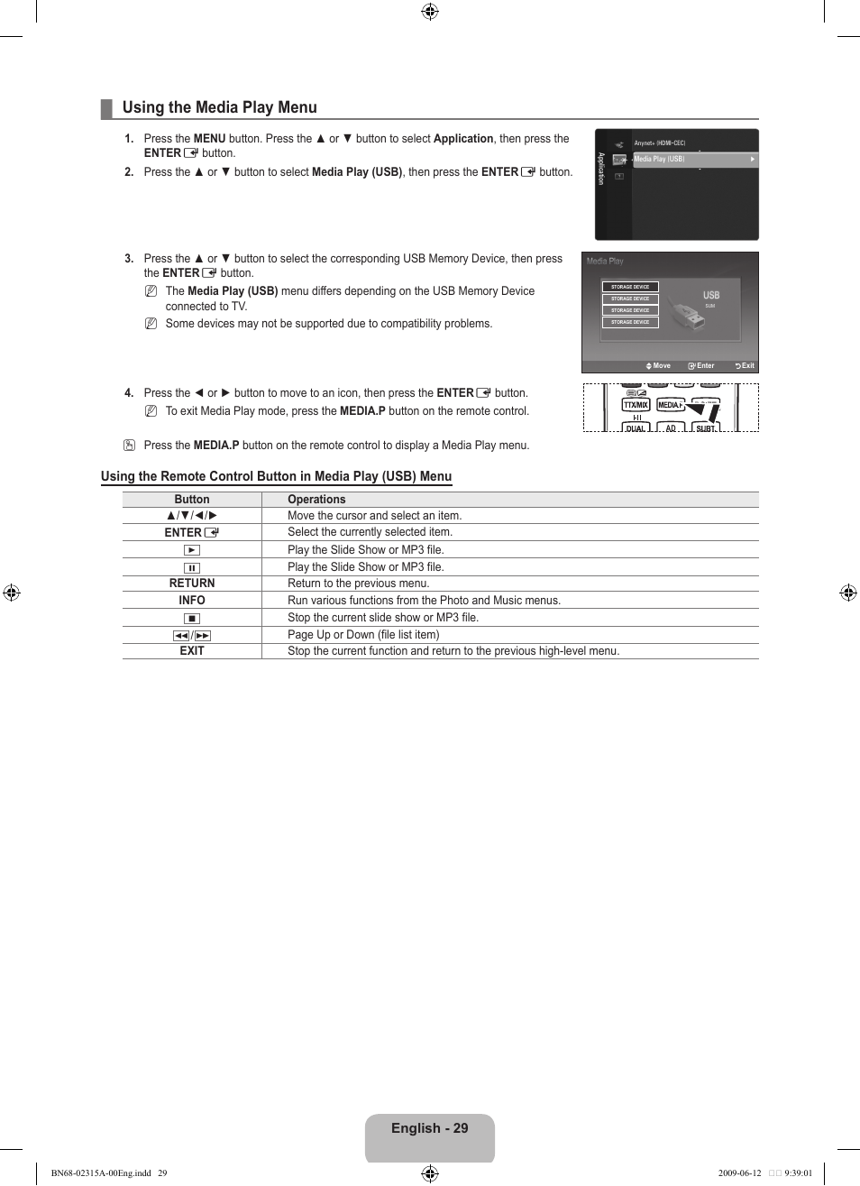 Using the media play menu | Samsung LE32B553M3W User Manual | Page 31 / 422