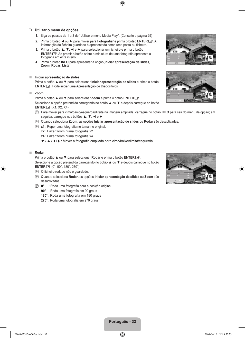 Português - 32 utilizar o menu de opções | Samsung LE32B553M3W User Manual | Page 310 / 422