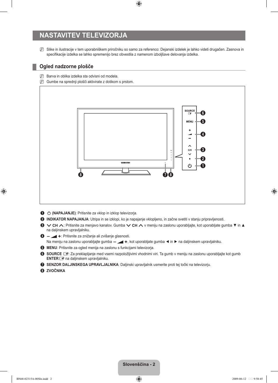 Nastavitev televizorja, Ogled nadzorne plošče | Samsung LE32B553M3W User Manual | Page 326 / 422