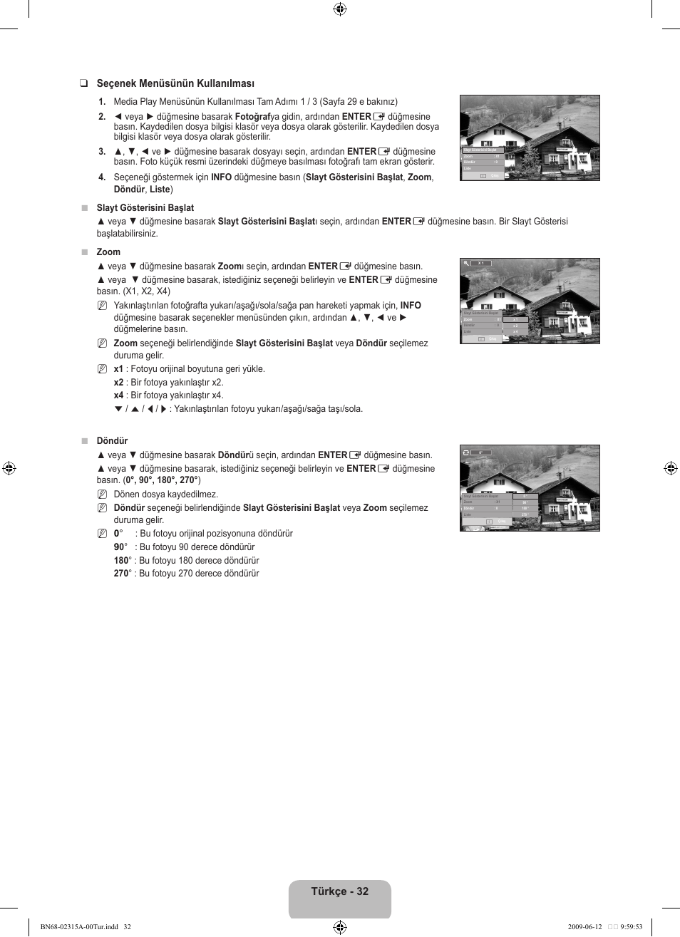 Türkçe - 32 seçenek menüsünün kullanılması | Samsung LE32B553M3W User Manual | Page 402 / 422