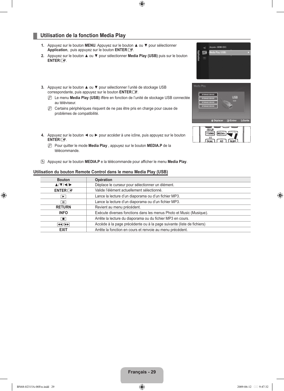 Utilisation de la fonction media play | Samsung LE32B553M3W User Manual | Page 77 / 422