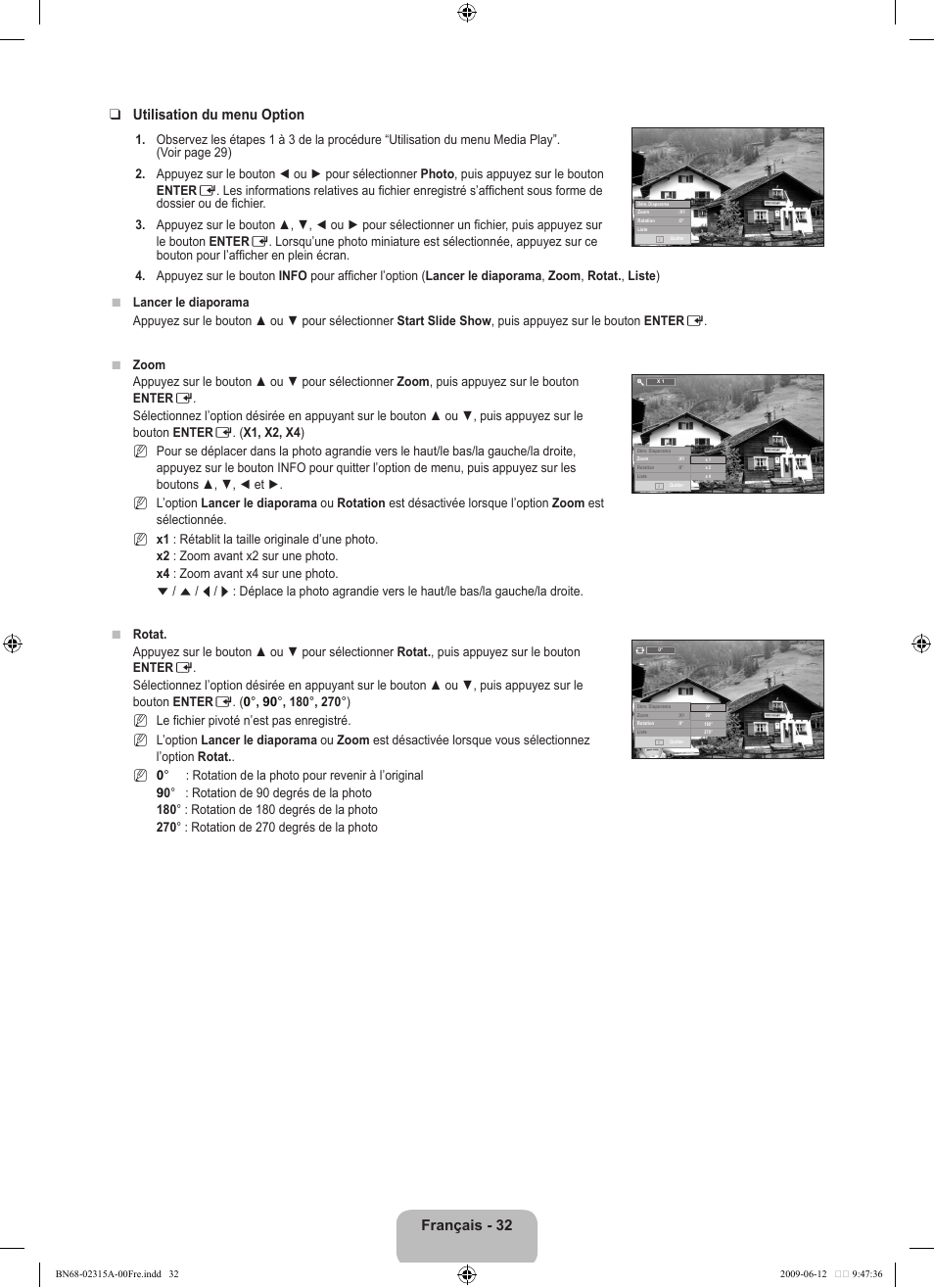 Français - 32 utilisation du menu option | Samsung LE32B553M3W User Manual | Page 80 / 422