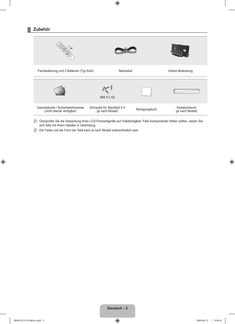 Zubehör | Samsung LE32B553M3W User Manual | Page 97 / 422