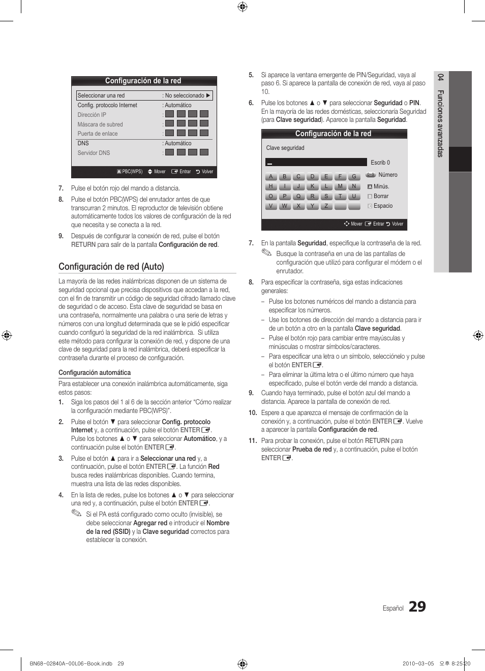 Configuración de red (auto) | Samsung UE40C6600UW User Manual | Page 149 / 362