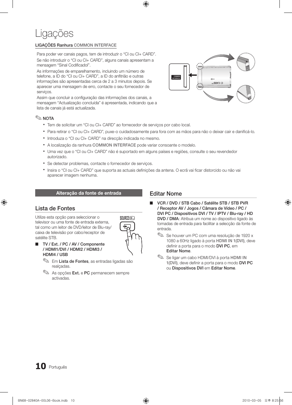 Ligações | Samsung UE40C6600UW User Manual | Page 190 / 362