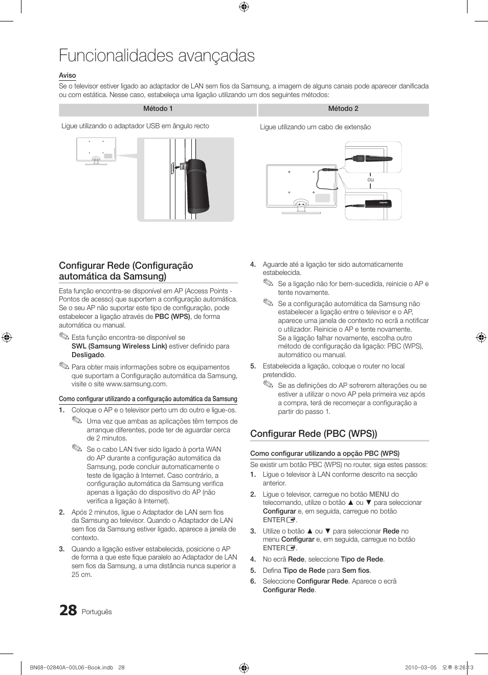 Funcionalidades avançadas | Samsung UE40C6600UW User Manual | Page 208 / 362