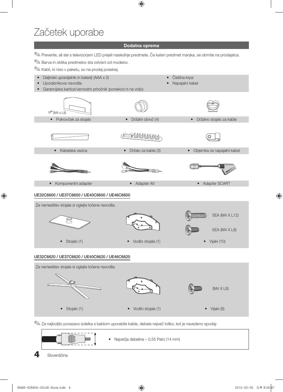 Začetek uporabe | Samsung UE40C6600UW User Manual | Page 244 / 362