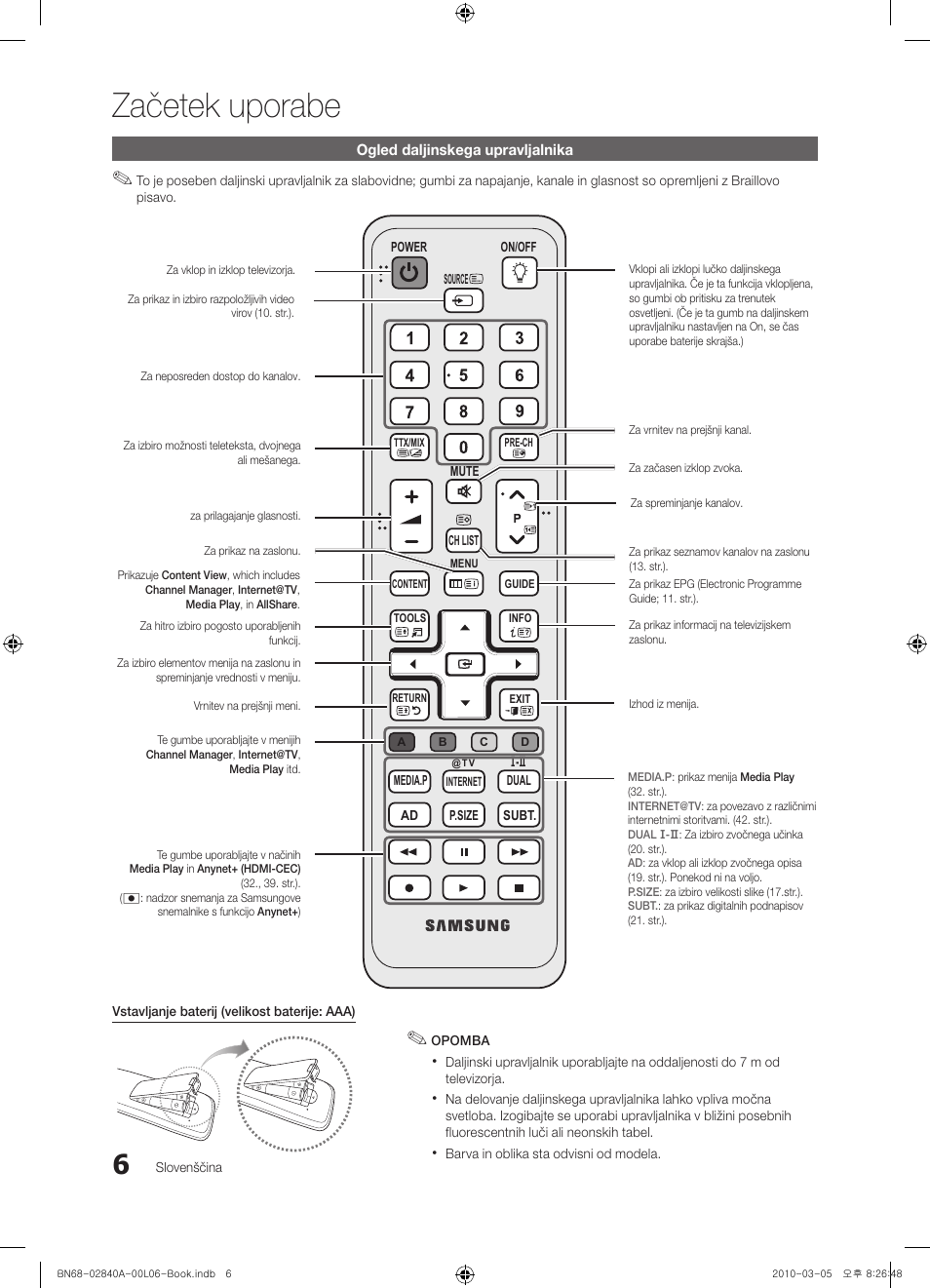 Začetek uporabe | Samsung UE40C6600UW User Manual | Page 246 / 362